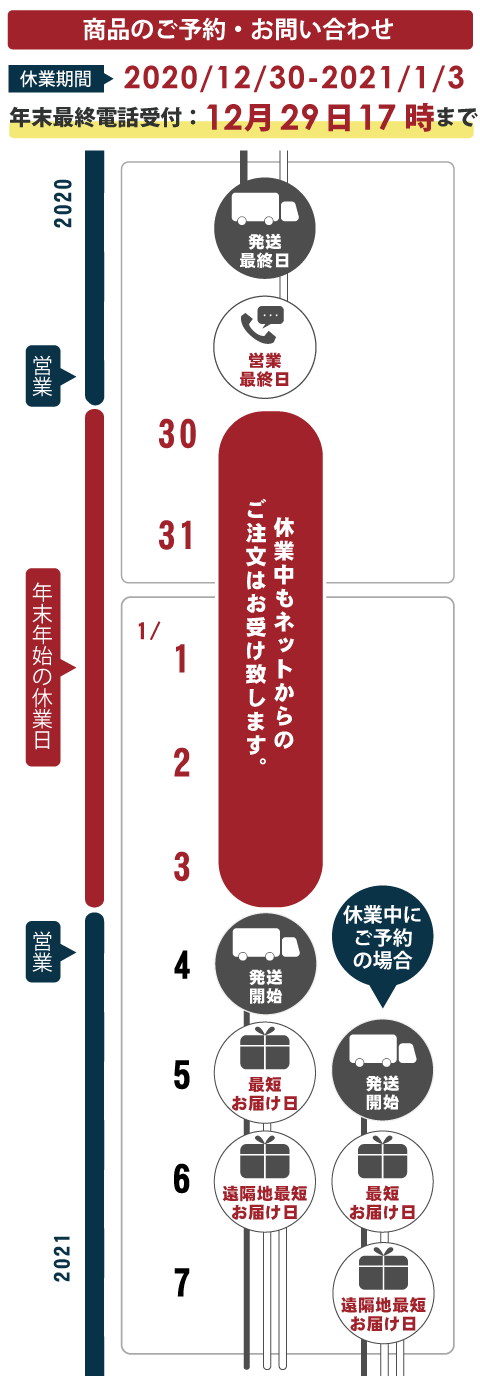 2020-2021年末年始営業カレンダー