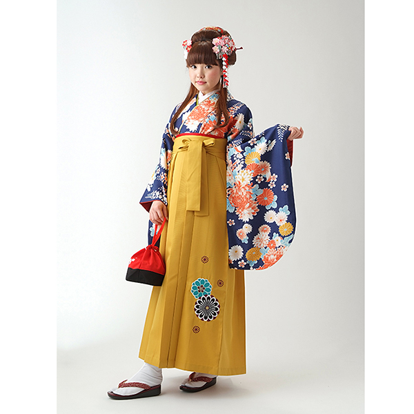 夢館オリジナル着物 G684:青 菊と藤の花 夢館オリジナル着物 G684:青 菊と藤の花
