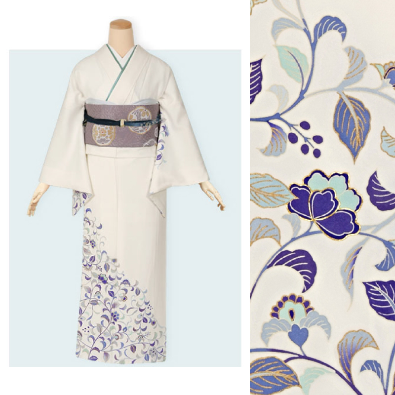 h903 白　唐花文様