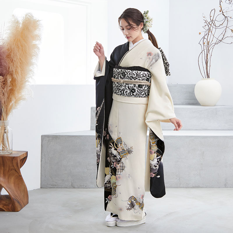 r791　オフホワイト　波に飛びうさぎ☆(絹)