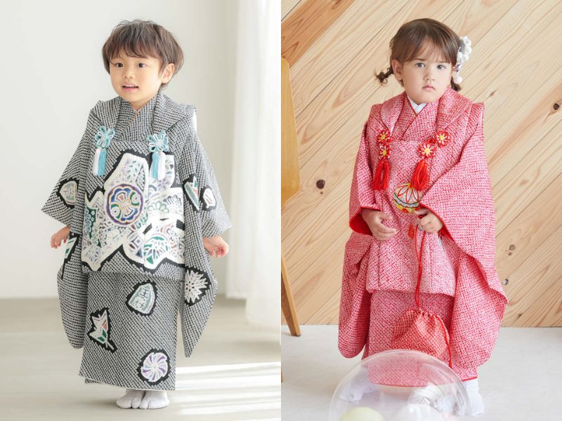 双子コーデ 2着 アンティーク着物 子供着物 七五三 産着 アンティーク 
