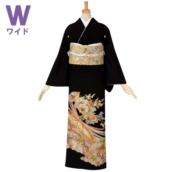 t377　扇面と熨斗目に花☆(黄ぼかし)