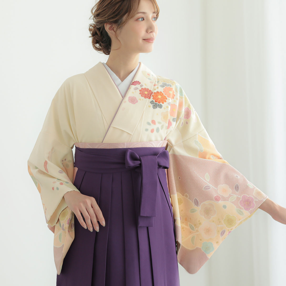 h1009ジャパンスタイルクリーム 辻が花風吉祥花柄