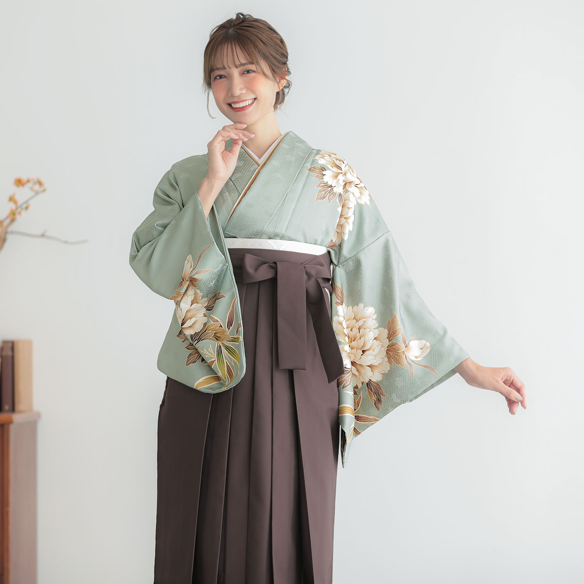 h1356 セージグリーン 牡丹笹