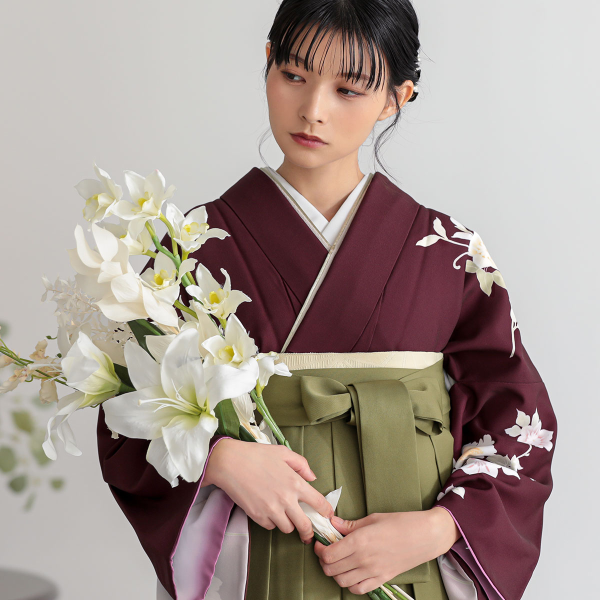 h1415 ボルドー 芙蓉に鉄線