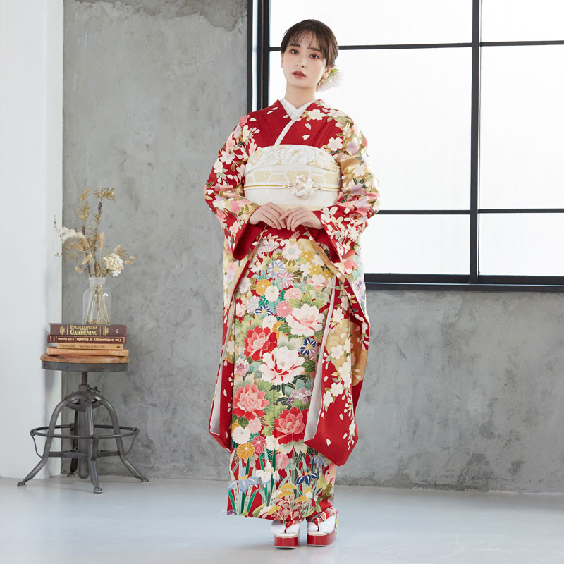 r1937赤 雲取りに牡丹と枝垂れ桜