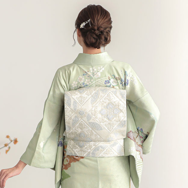 H1040 桂由美 薄緑 金通し 辻が花風