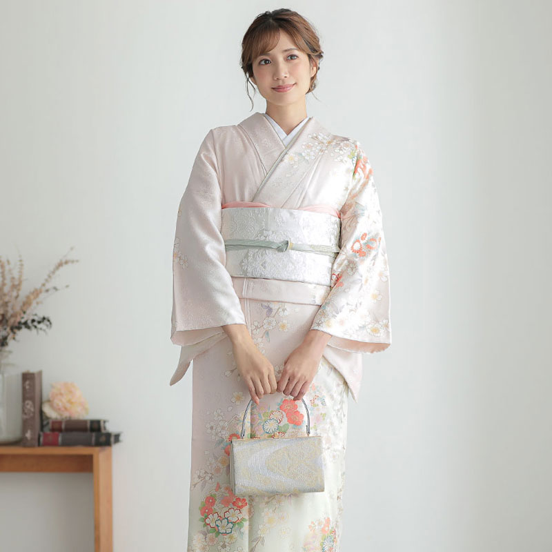 H1301 淡梅鼠　雪輪取りに枝垂れ桜