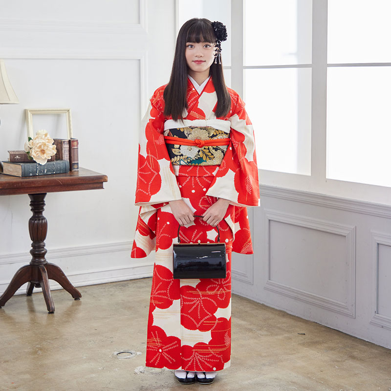 A305 白地にカスミ鹿の子紅梅