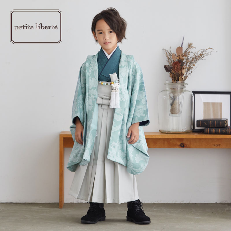 BY075 petite liberte 水色更紗×薄グレー無地