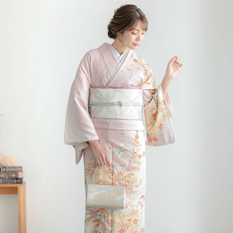 H1300 梅鼠　雲取りに雪輪　松竹梅