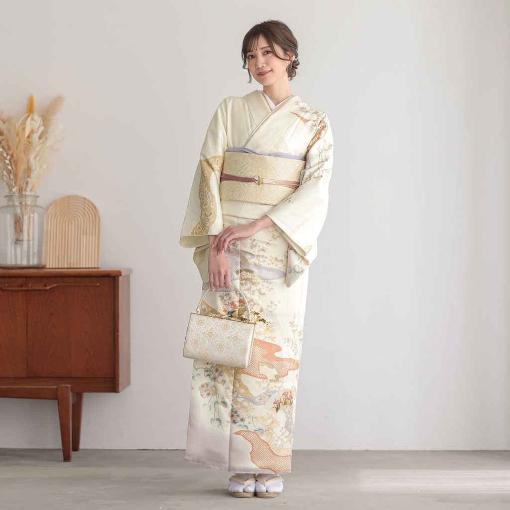 H1387 クリーム 扇面に霞