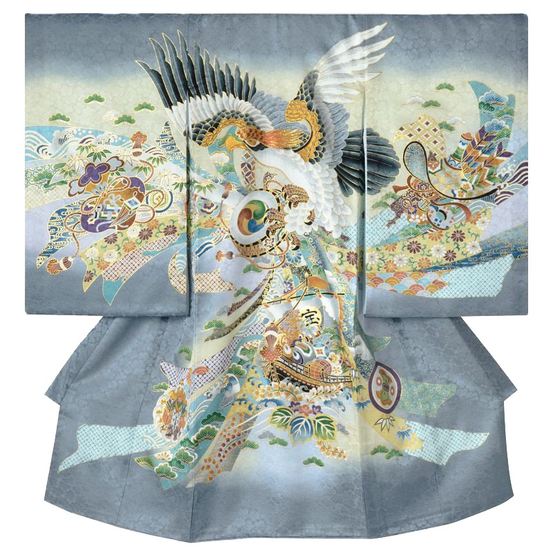 SB048 グレー 鷹に鼓と宝船