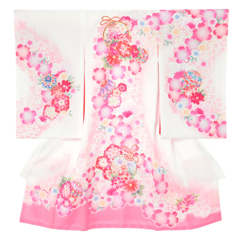 SG059 白×ピンク 鈴に桜と花々